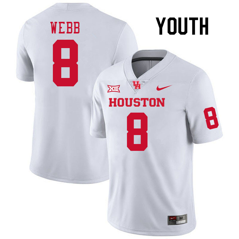 Youth #8 Kentrell Webb Houston Cougars College Football Jerseys Stitched-White